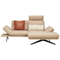 ECKSOFA in Flachgewebe Beige  - Beige/Schwarz, Design, Textil/Metall (234/155cm) - Dieter Knoll