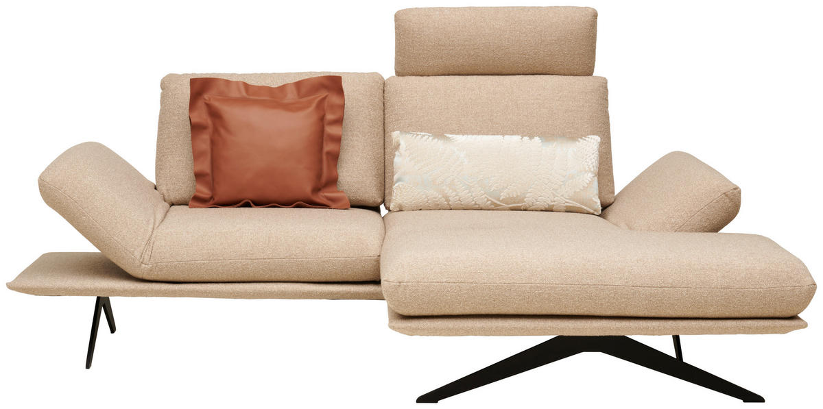 ECKSOFA in Flachgewebe Beige  - Beige/Schwarz, Design, Textil/Metall (234/155cm) - Dieter Knoll