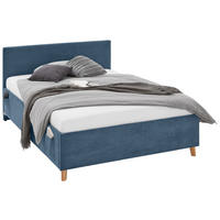 POLSTERBETT 140/200 cm  in Blau  - Blau/Eichefarben, Konventionell, Holz/Textil (140/200cm) - Stylife
