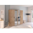 DREHTÜRENSCHRANK 201/197/60 cm 4-türig Sonoma Eiche  - Silberfarben/Sonoma Eiche, Design, Glas/Holzwerkstoff (201/197/60cm) - Novel
