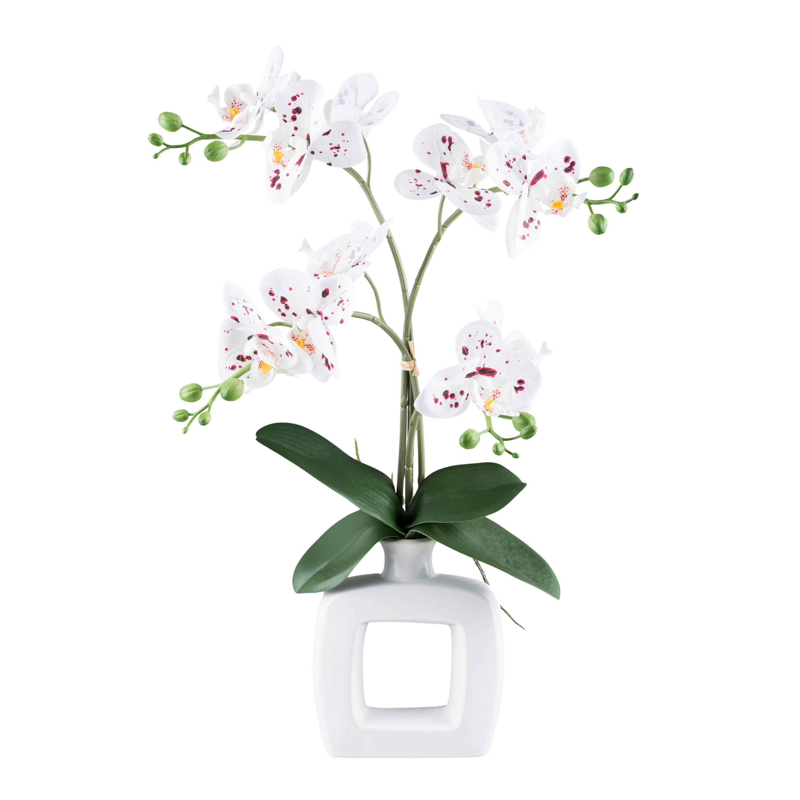 KUNSTPFLANZE Orchidee 42 cm - Rot/Weiß, Design, Keramik/Kunststoff (42cm) - P & B
