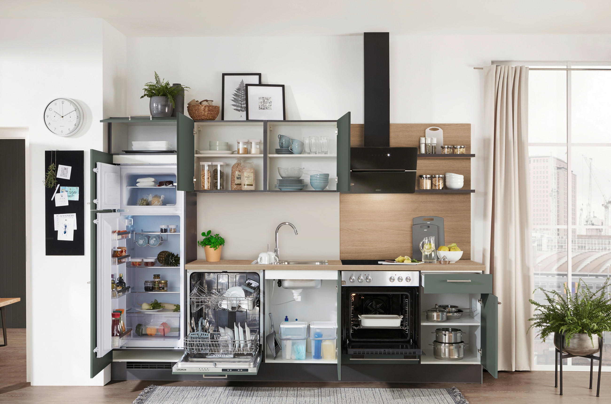 Thumbnail - Xora Küchenblock XO 15, Graphit, Eiche, Dunkelgrün, Metall, 1 Schublade(n),1 Schublade(n) Schubladen, nur wie online abg...