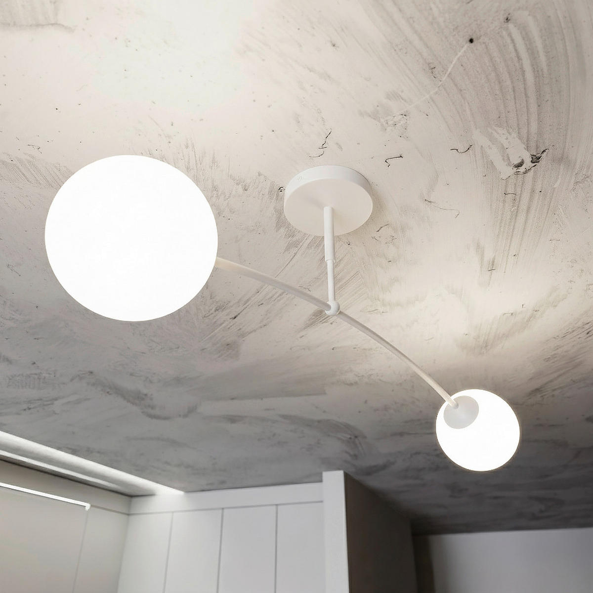 DECKENLEUCHTE 60/14/20 cm  - Weiß, KONVENTIONELL, Glas/Metall (60/14/20cm)