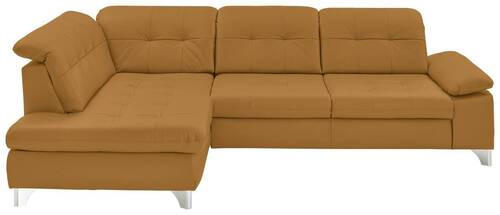 ECKSOFA in Echtleder Currygelb  - Currygelb, Basics, Leder/Metall (211/309cm) - Beldomo Speed