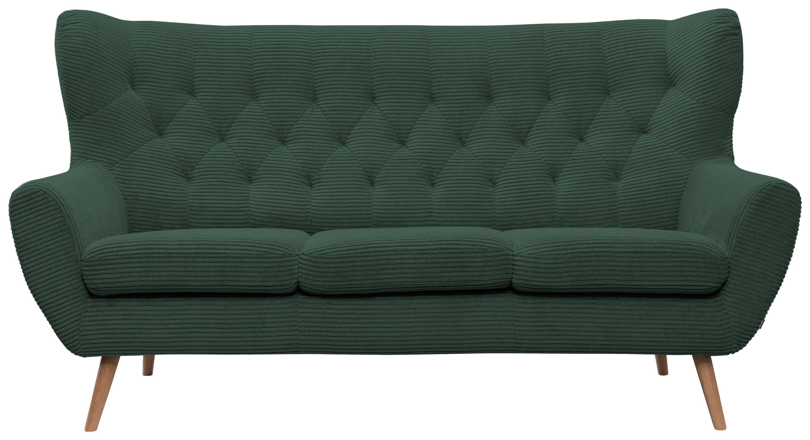 3-SITZER-SOFA Cord Grün  - Grün, Design, Holz/Textil (187/101/95cm) - Stylife