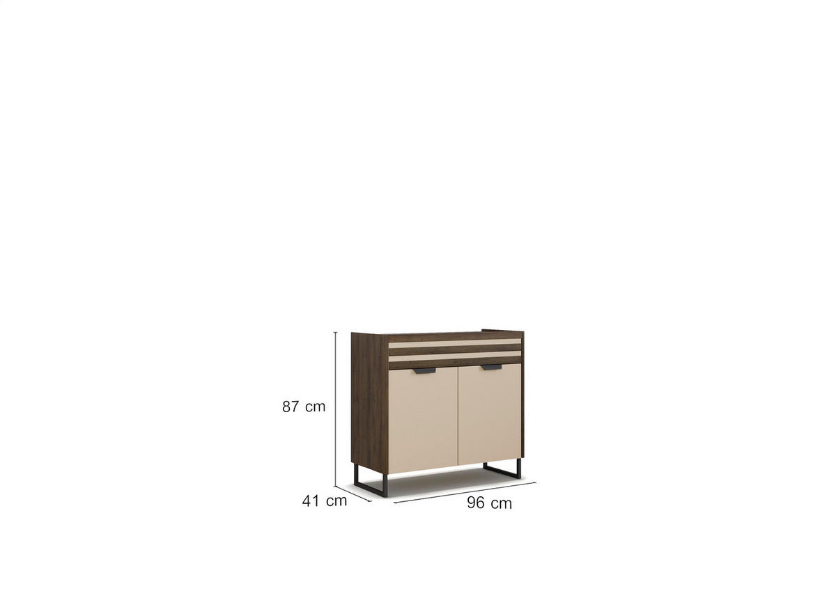 KOMMODE 96/87/41 cm  in Champagner, Eiche dunkel  - Eiche dunkel/Champagner, Modern, Holzwerkstoff/Metall (96/87/41cm) - Rauch Möbel