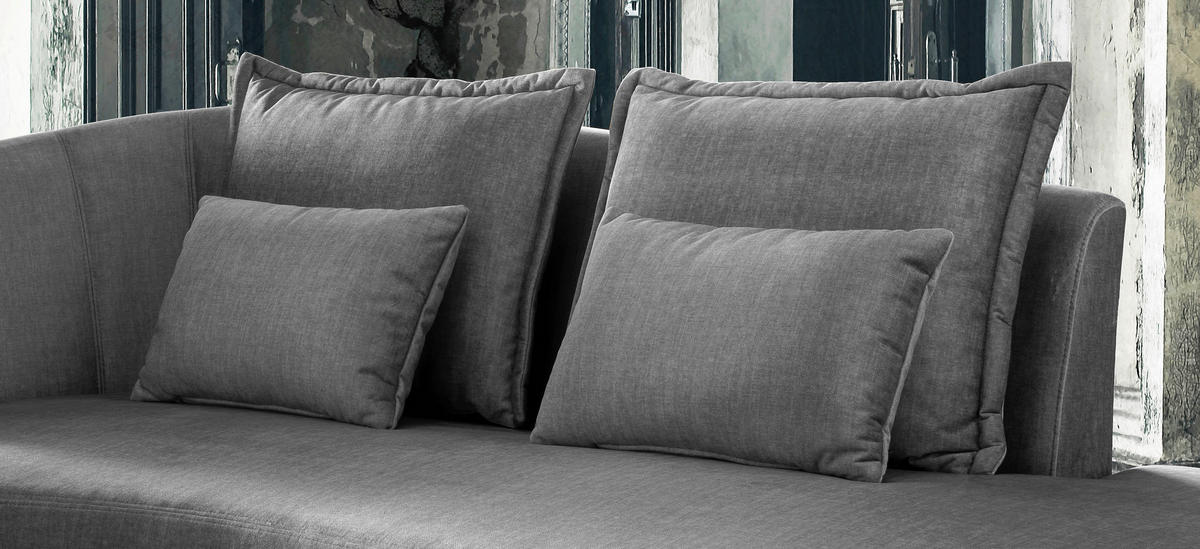 OTTOMANE Velours Grau  - Schwarz/Grau, MODERN, Textil/Metall (211/85/101cm) - Livetastic