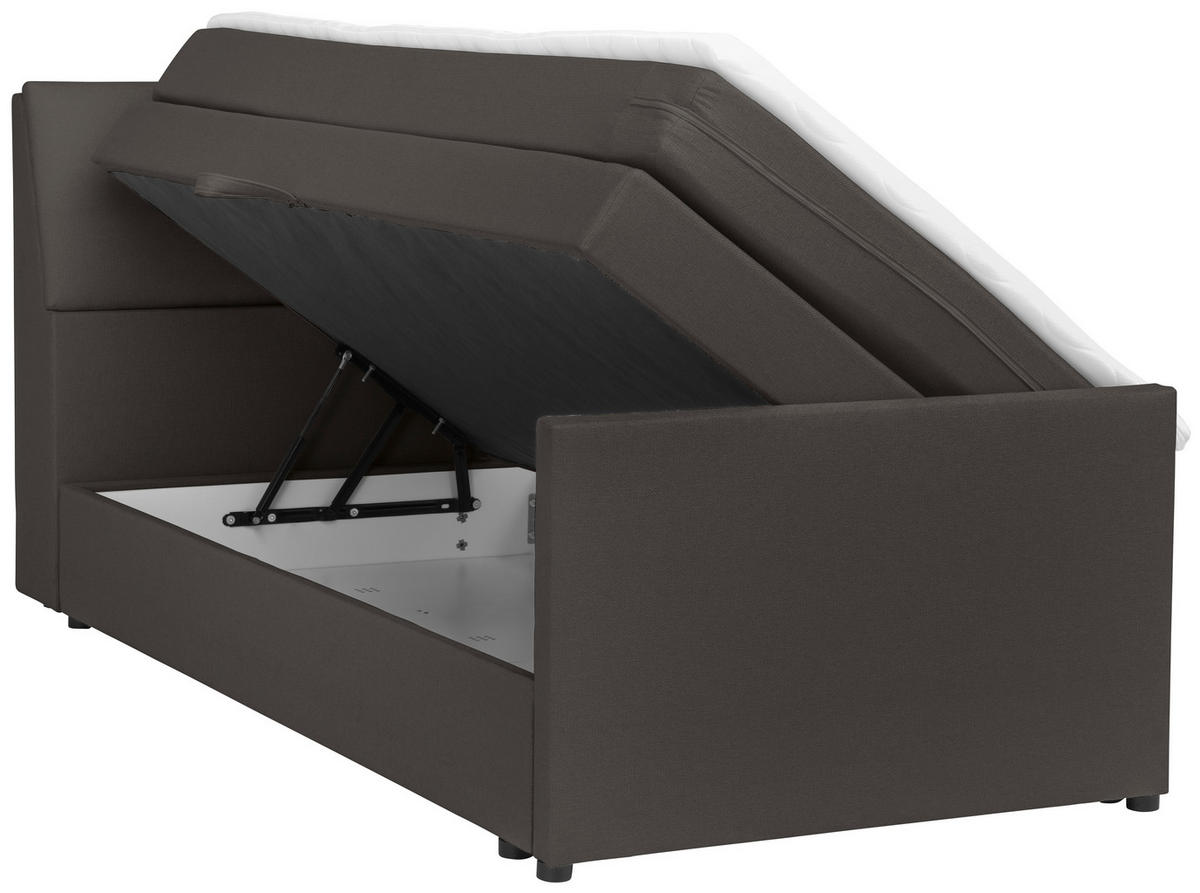 BOXSPRING-ÁGY 120/200 cm  grafitszürke  - grafitszürke/fekete, Modern, textil/fa (120/200cm) - MID.YOU