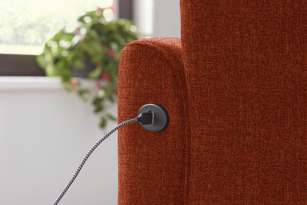 ECKSOFA in Flachgewebe Rostfarben  - Rostfarben/Schwarz, Design, Textil/Metall (252/191cm) - Dieter Knoll