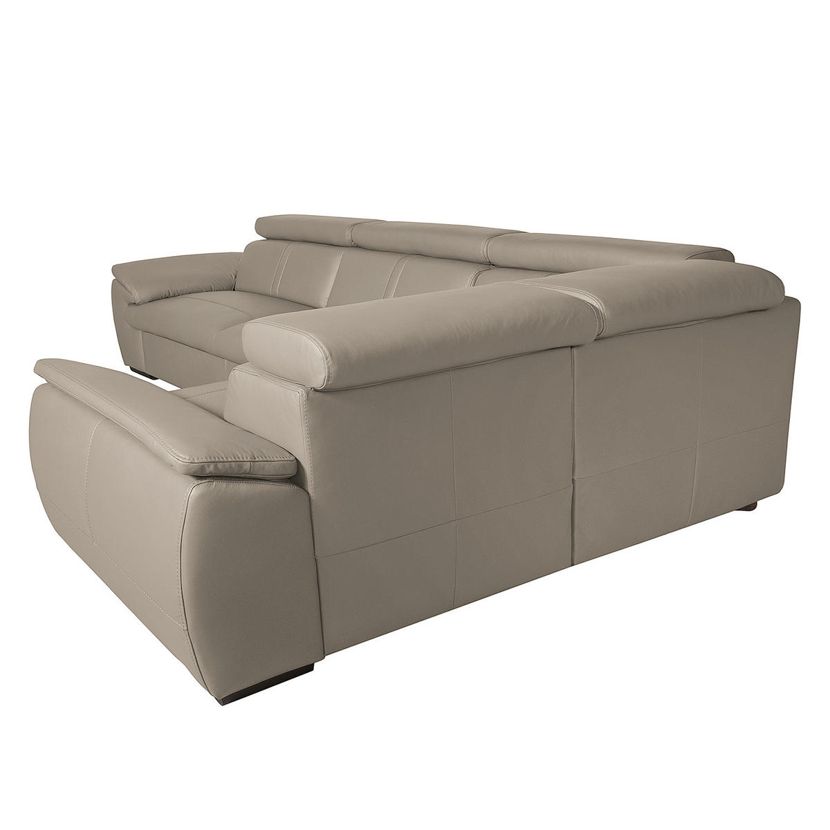 ECKSOFA  in Echtleder Hellgrau  265/193 cm  - Wengefarben/Hellgrau, Design, Leder/Holz (265/193cm) - Livetastic
