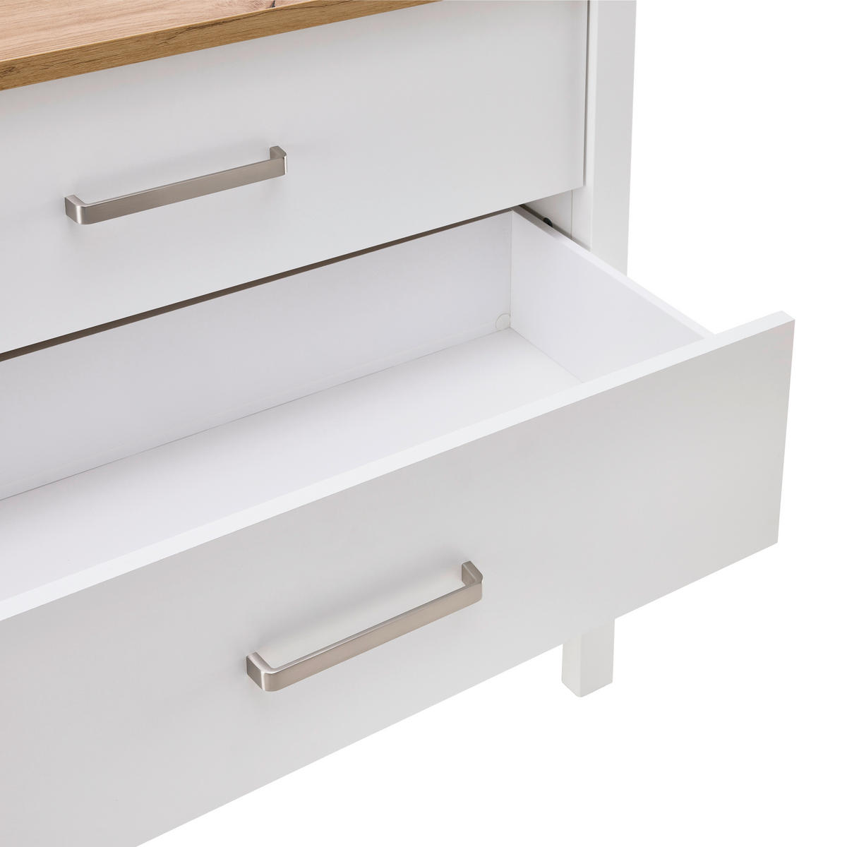 KOMODA   103/92/45 cm   bijela, hrast Artisan  - bijela/srebrne boje, Romantično / ladanjski, drvni materijal/metal (103/92/45cm)