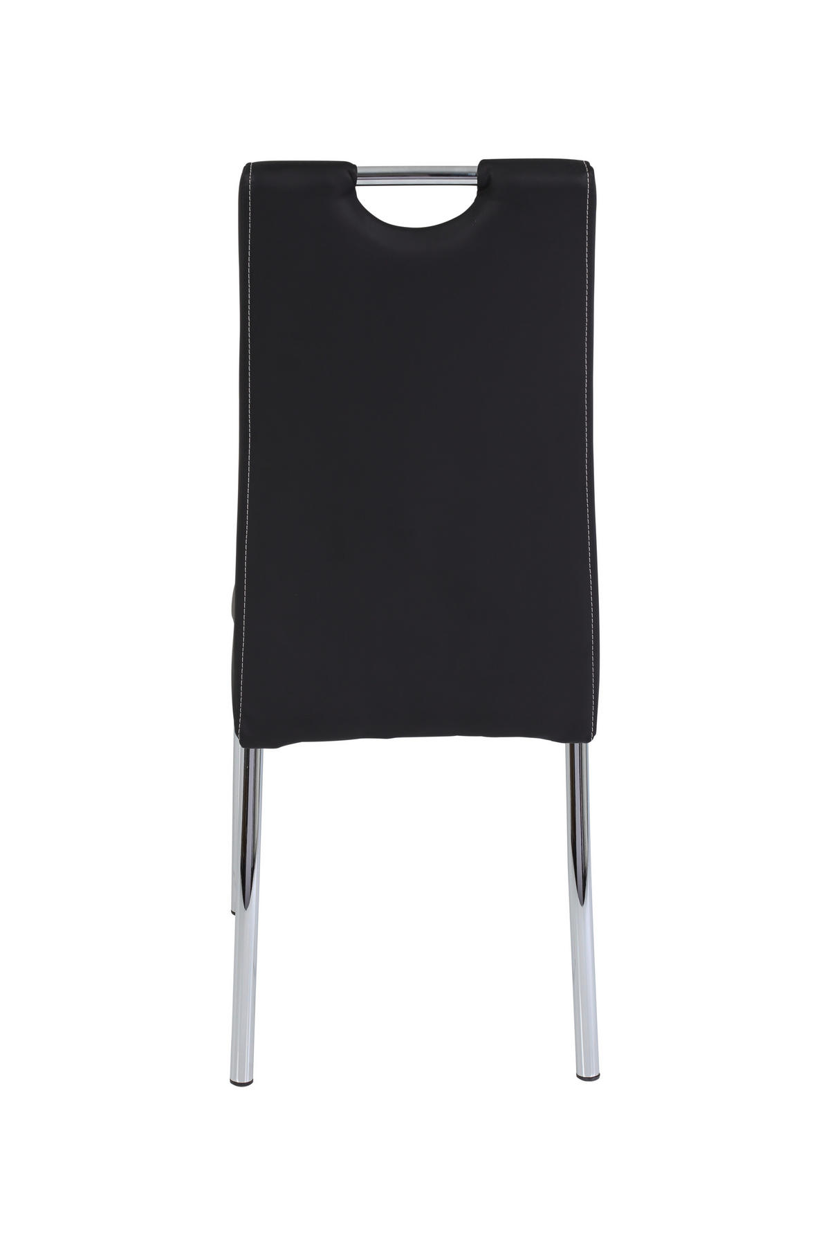 STUHL-SET 4 Stück  in Stahl Lederlook Metall, Textil  - Chromfarben/Schwarz, MODERN, Textil/Metall (44/98/61cm) - MID.YOU