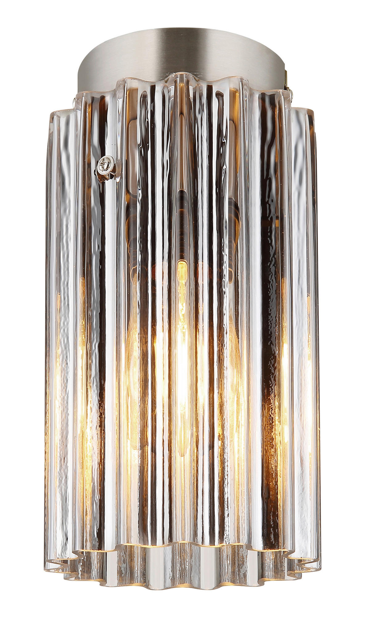 DECKENLEUCHTE  11.5/21 cm    - Klar/Nickelfarben, KONVENTIONELL, Glas/Metall (11.5/21cm) - Globo