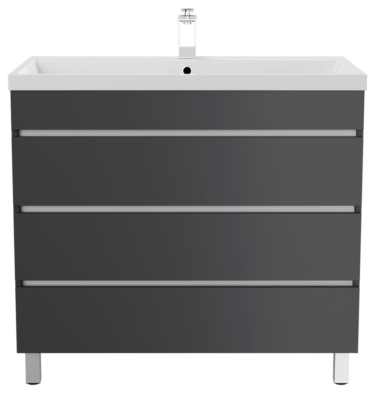 WASCHTISCHKOMBI 90 cm  - Graphitfarben/Weiß, Basics, Holzwerkstoff/Stein (90cm) - MID.YOU