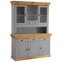 BUFFET 143/197/45 cm  in Grau, Laugenfarbig  - Laugenfarbig/Grau, ROMANTIK / LANDHAUS, Glas/Holz (143/197/45cm) - Boxxx