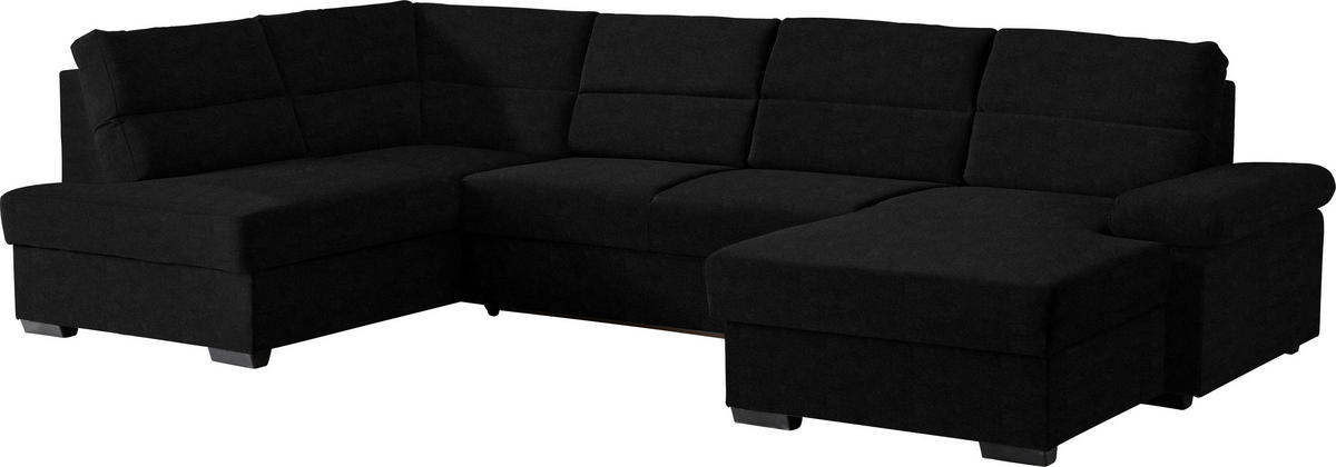WOHNLANDSCHAFT Schwarz Flachgewebe  - Dunkelbraun/Schwarz, KONVENTIONELL, Kunststoff/Textil (183/319/166cm) - Cantus