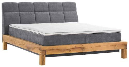 BOXSPRINGBETT 160/200 cm  in Anthrazit  - Anthrazit/Buchefarben, Natur, Holz/Textil (160/200cm) - Livetastic