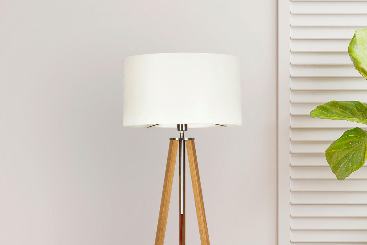 STEHLEUCHTE  50/150/50 cm   - Eichefarben/Creme, MODERN, Naturmaterialien/Holz (50/150/50cm)