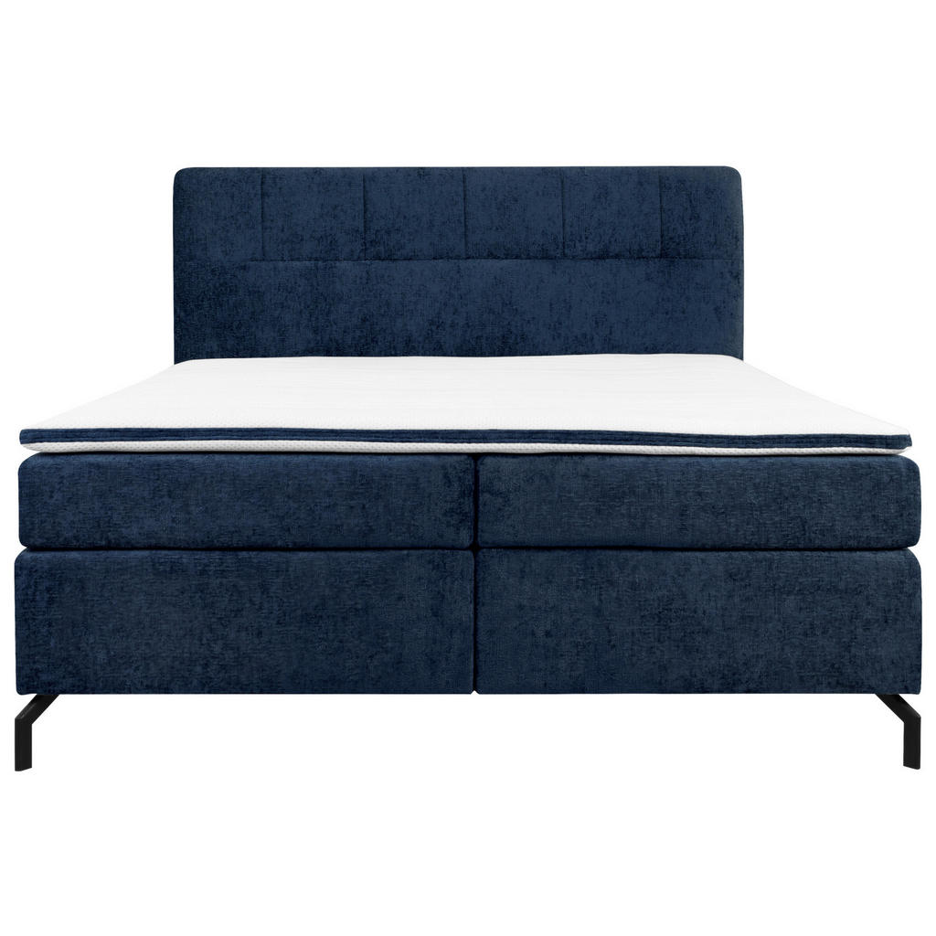 Thumbnail - Esposa Boxspringbett, Dunkelblau, Textil, H3 + H4, Höhe ca. 17 cm, 160x200 cm, Stoffauswahl, Topper durchgehend, Matratz...