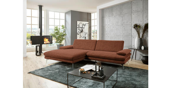 ECKSOFA in Velours Kupferfarben 184/284 cm - Schwarz/Kupferfarben, Design, Textil/Metall (184/284cm) - Dieter Knoll