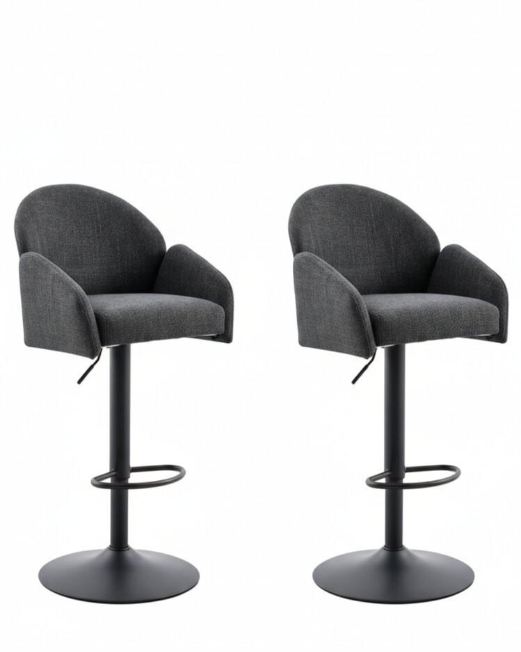 BARHOCKER-SET Anthrazit Stahl erweiterbar, Sitzfläche 360° drehbar  - Anthrazit/Schwarz, MODERN, Textil/Metall (53/96-117/57cm) - MID.YOU