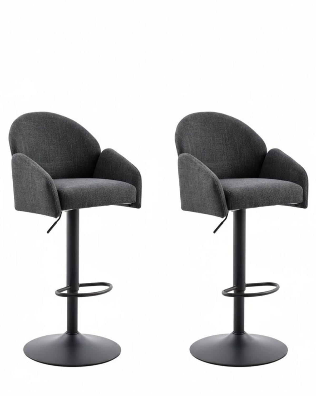 BARHOCKER-SET Anthrazit Stahl erweiterbar, Sitzfläche 360° drehbar  - Anthrazit/Schwarz, MODERN, Textil/Metall (53/96-117/57cm) - MID.YOU