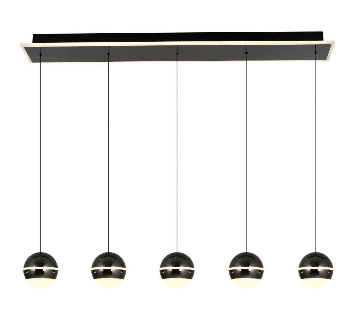 LED-HÄNGELEUCHTE Biarritz 95/150/15 cm  - Schwarzchrom, Design, Kunststoff/Metall (95/150/15cm)
