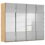 SCHWEBETÜRENSCHRANK  in Eiche Artisan, Seidengrau  - Chromfarben/Seidengrau, Design, Glas/Holzwerkstoff (271/223/68cm) - Novel