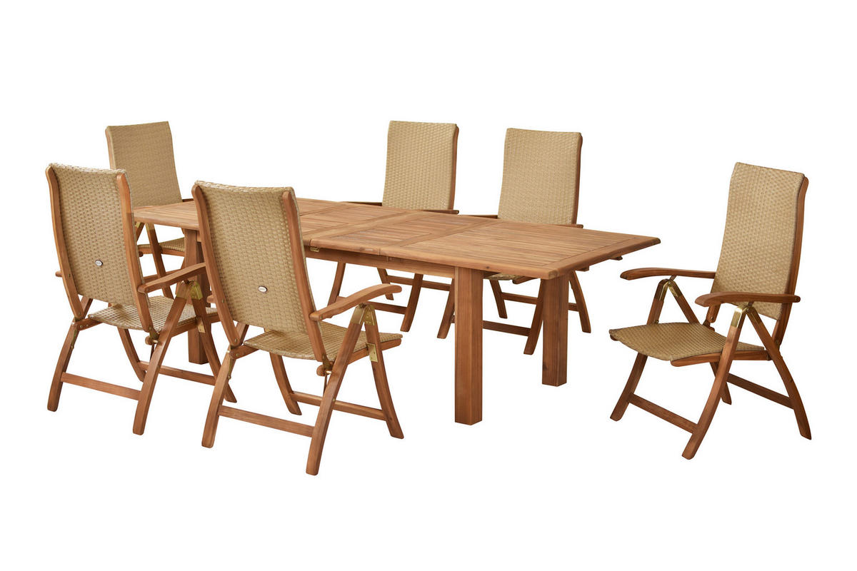 GARTENTISCHGRUPPE Akazie Hartholz  - Naturfarben, KONVENTIONELL, Holz/Kunststoff - Gardenson