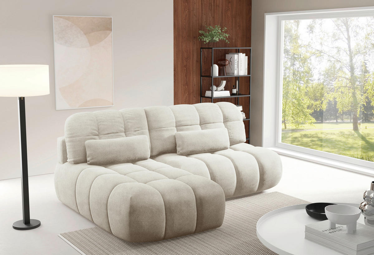 ECKSOFA TARANTO in Webstoff Beige  172/225 cm  - Beige/Schwarz, Design, Kunststoff/Textil (172/225cm) - Livetastic