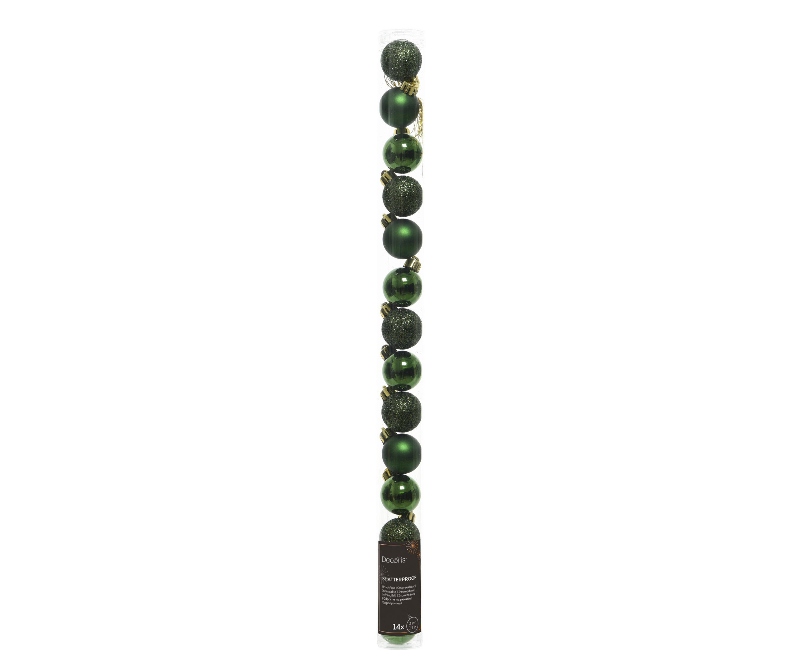 CHRISTBAUMKUGEL-SET 14-teilig  - Grün, KONVENTIONELL, Kunststoff (3/3/3cm)