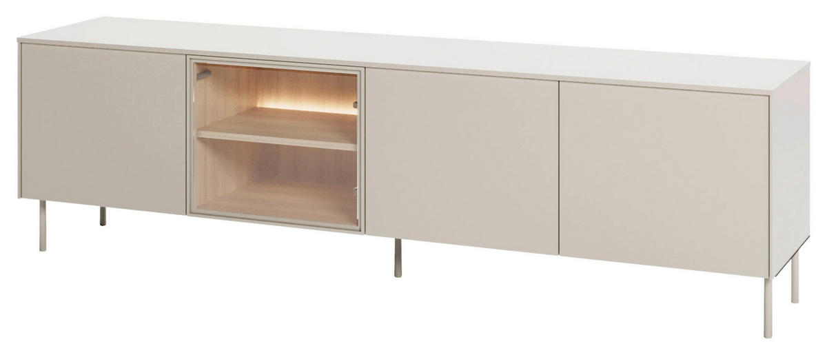 TV-ELEMENT Eichefarben, Kaschmir  195/57/41 cm  - Kaschmir/Eichefarben, Modern, Glas/Holzwerkstoff (195/57/41cm) - Carryhome