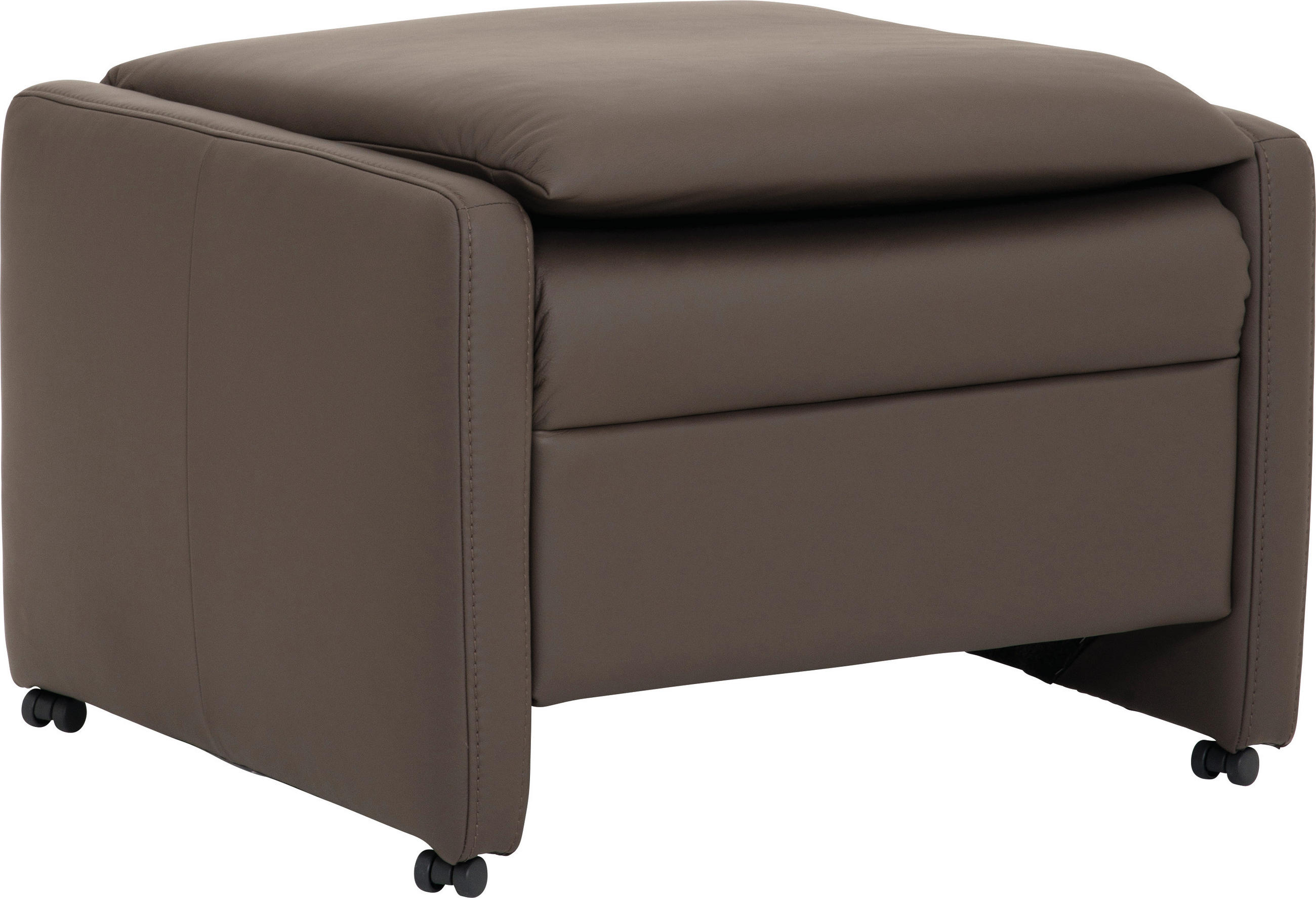 HOCKER in Leder Schlammfarben  - Schlammfarben/Schwarz, Konventionell, Leder/Kunststoff (72/50/80cm) - Himolla