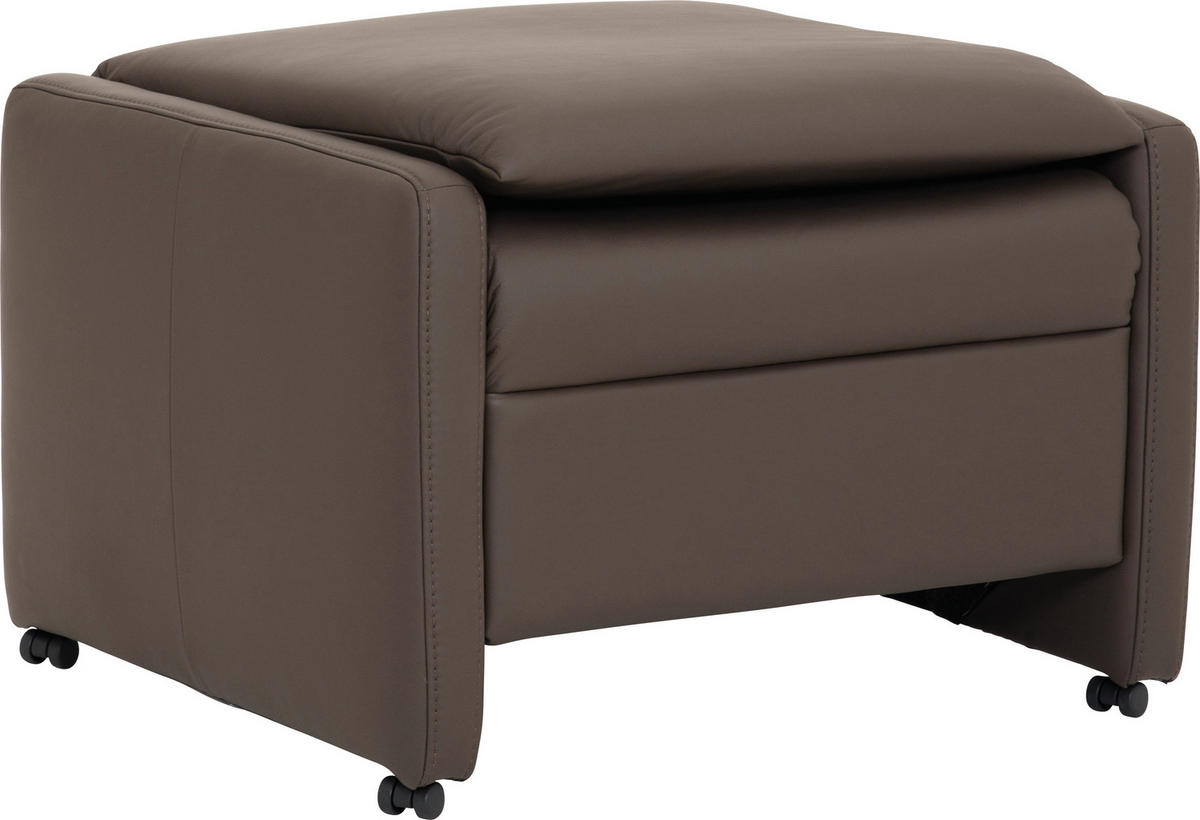 HOCKER in Leder Schlammfarben  - Schlammfarben/Schwarz, Konventionell, Leder/Kunststoff (72/50/80cm) - Himolla