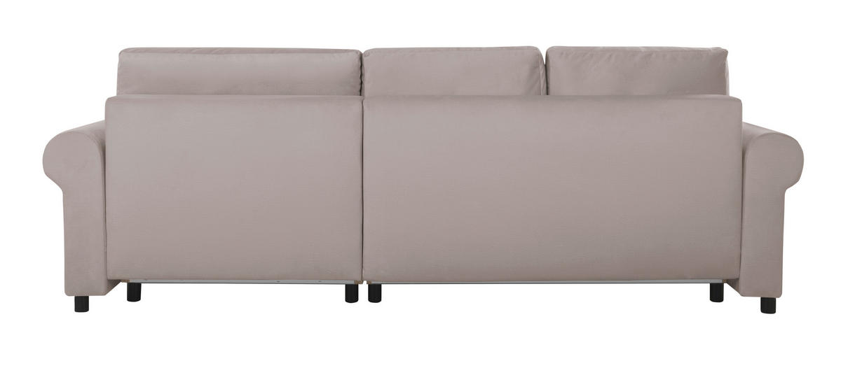 ECKSOFA in Taupe  - Taupe/Buchefarben, Design, Holz/Textil (266/161cm) - MID.YOU