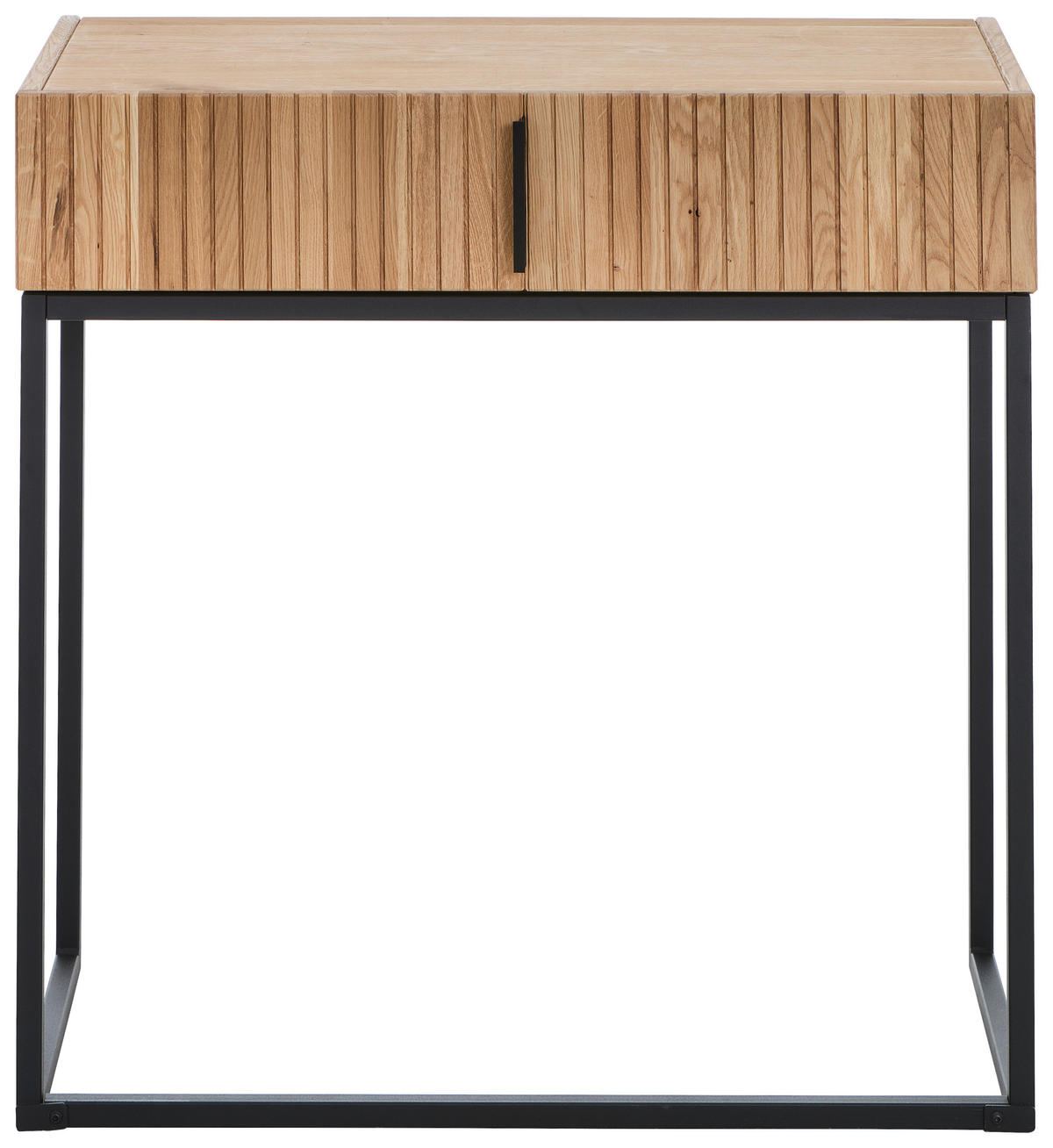 KONSOLENTISCH Eiche massiv Eichefarben, Schwarz  - Eichefarben/Schwarz, Natur, Holz/Metall (80/38/80cm) - Linea Natura