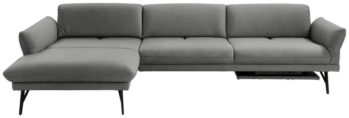 ECKSOFA in Echtleder Dunkelgrau  173/308 cm  - Dunkelgrau/Anthrazit, Design, Leder/Metall (173/308cm) - Joop!