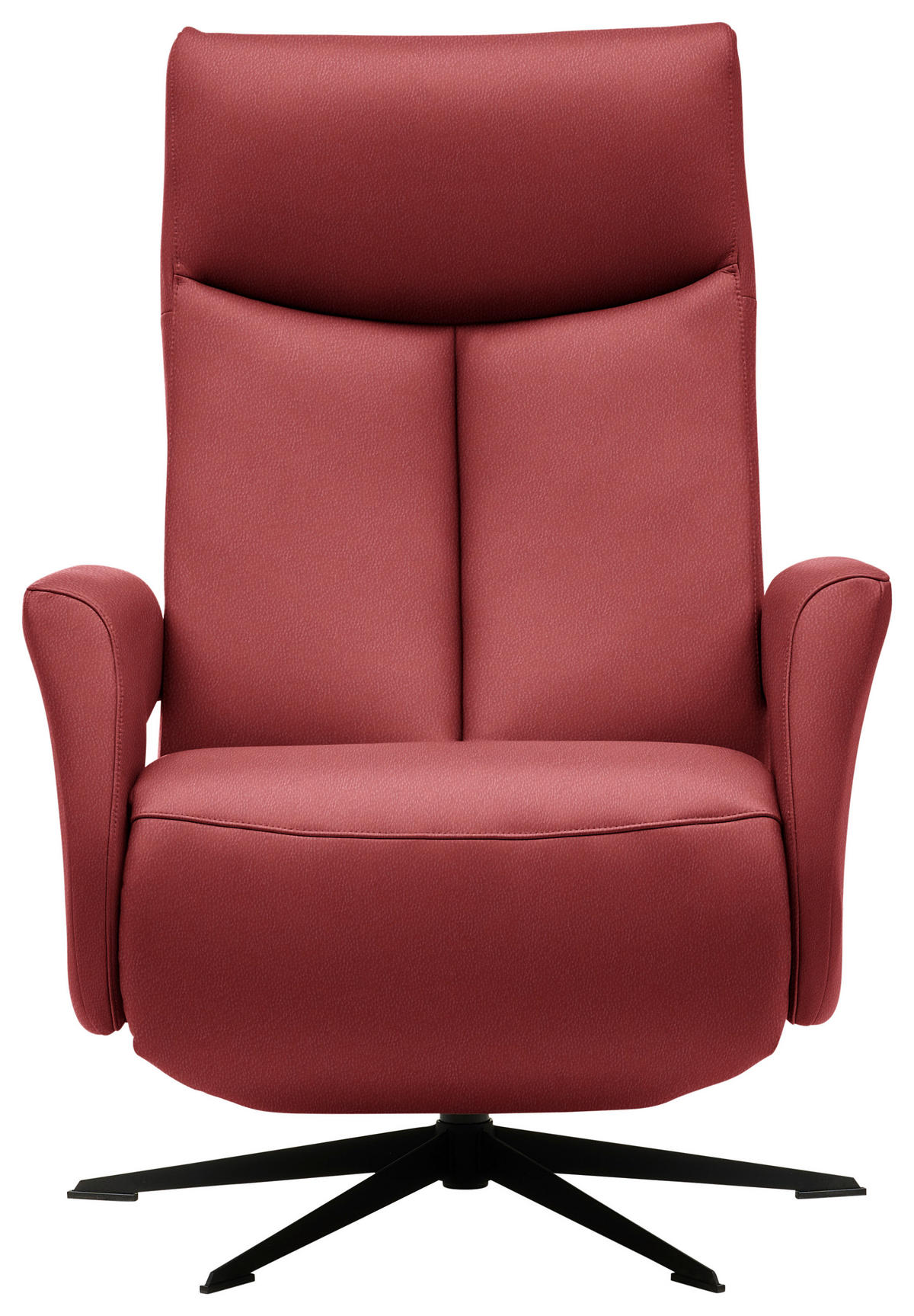 RELAXSESSEL Echtleder Relaxfunktion    - Rot/Schwarz, Design, Leder/Metall (74/105/82cm) - Welnova