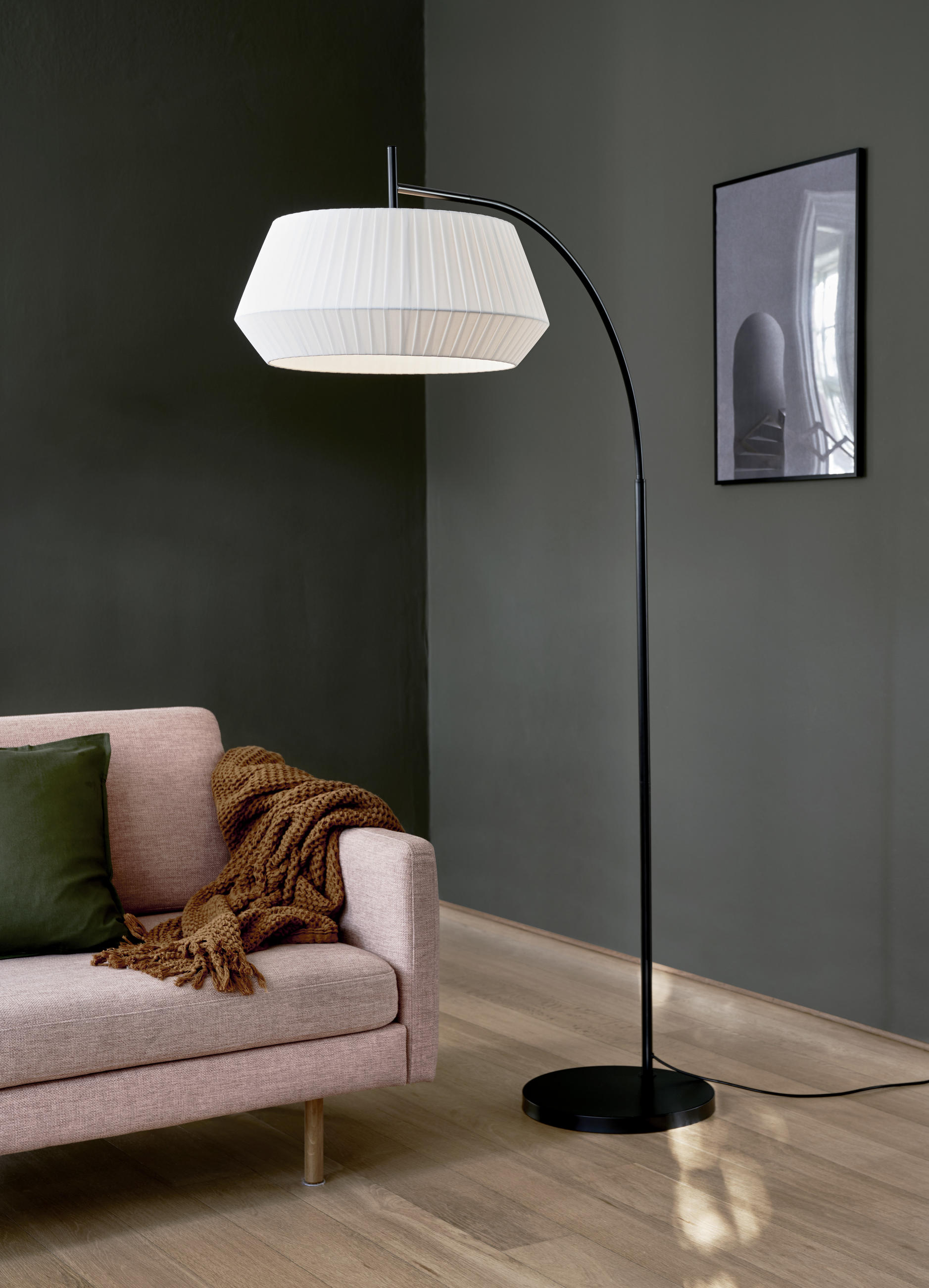 BOGENLEUCHTE 53/180 cm    - Schwarz/Weiß, Basics, Textil/Metall (53/180cm) - Nordlux