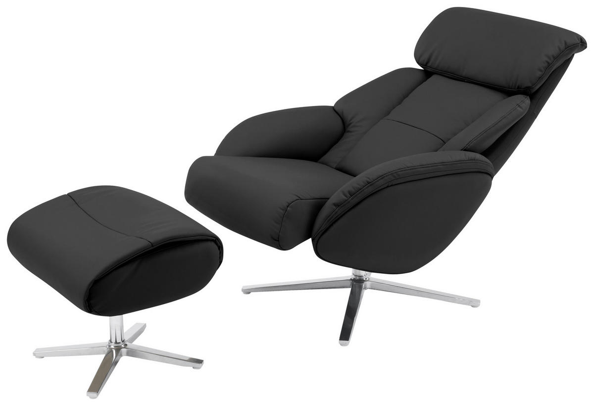 MASÁŽNE KRESLO, textil, koža, čierna - čierna/strieborná, Design, kov/koža (76/107/82cm) - Livetastic