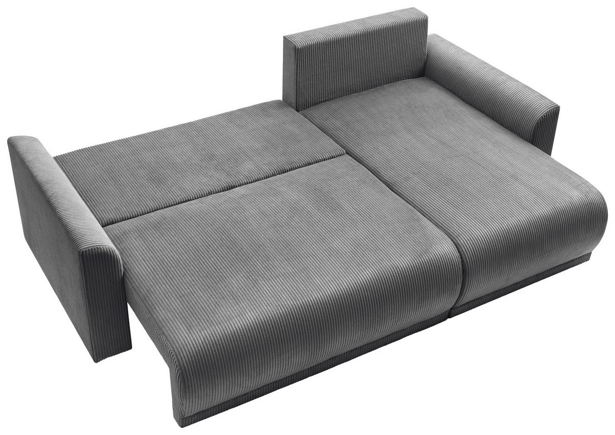 ECKSOFA KIMMY Grau Cord Zierkissen, Rückenkissen, Bettkasten  - Schwarz/Grau, Design, Kunststoff/Textil (233/146cm) - P & B