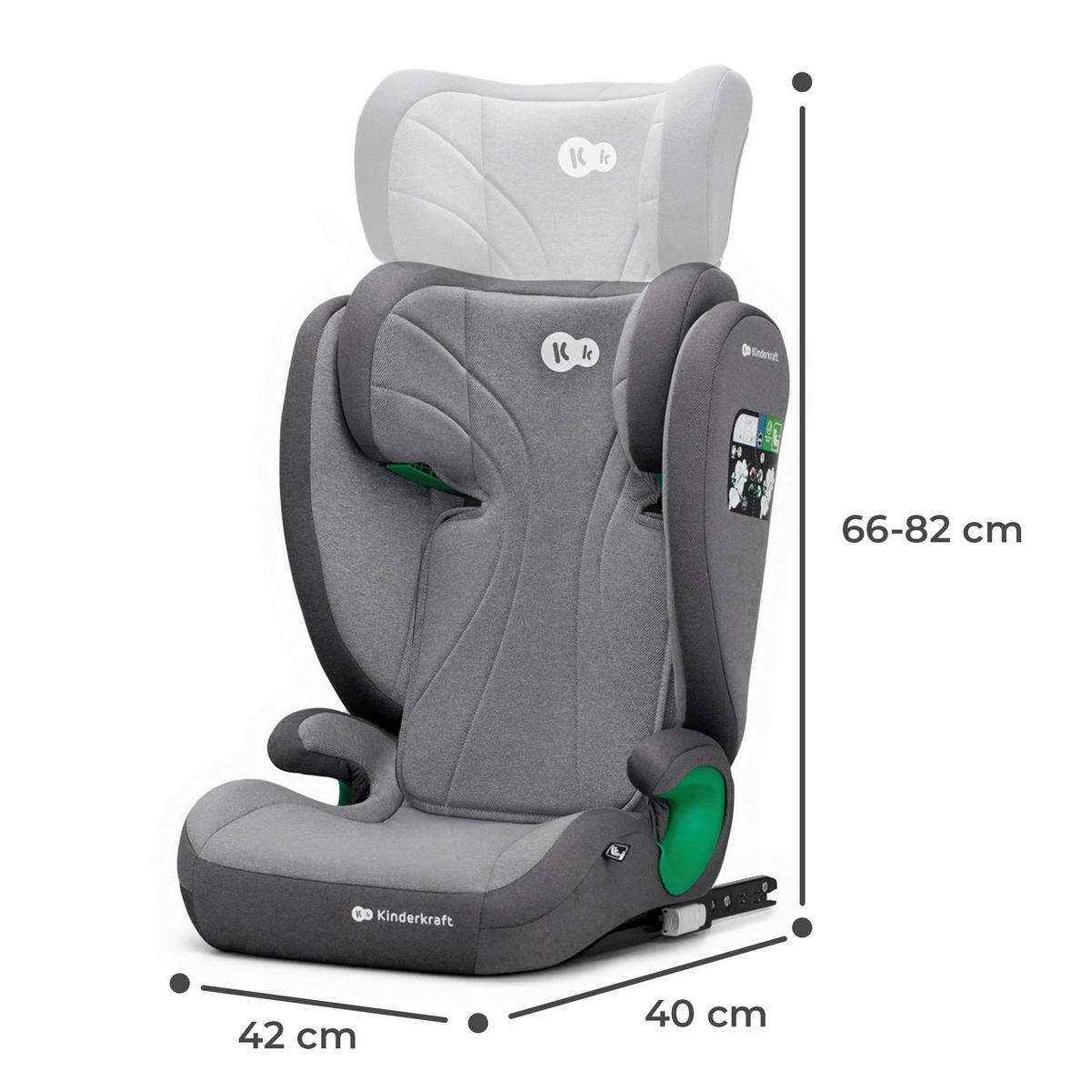 KINDERAUTOSITZ Junior Fix 2 i-Size  - Hellgrau/Grau, Basics (44/80/41cm) - kinderkraft