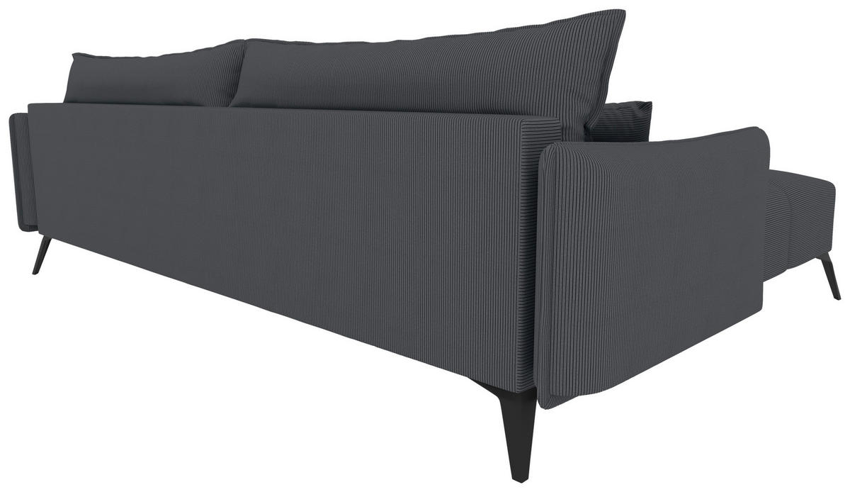 ECKSOFA in Cord Dunkelgrau  180/253 cm  - Dunkelgrau/Schwarz, KONVENTIONELL, Textil/Metall (180/253cm) - Carryhome