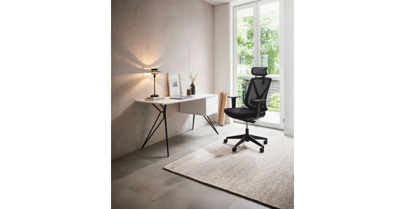 SCHREIBTISCH 140/60/75 cm in Schwarz, Weiß Hochglanz - Weiß Hochglanz/Schwarz, Design, Holzwerkstoff/Metall (140/60/75cm) - Novel