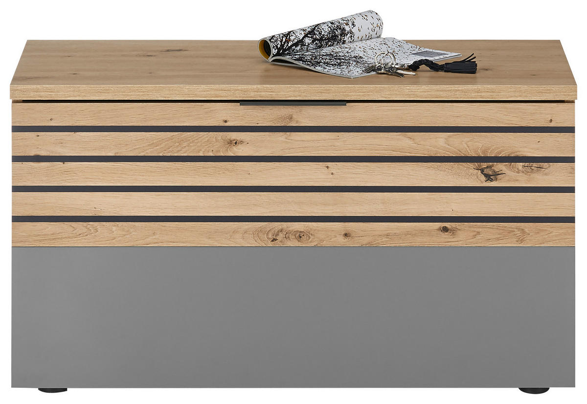 ŠATNÍ LAVICE, 85/48/38 cm - šedá/černá, Natur, kompozitní dřevo/plast (85/48/38cm) - MID.YOU