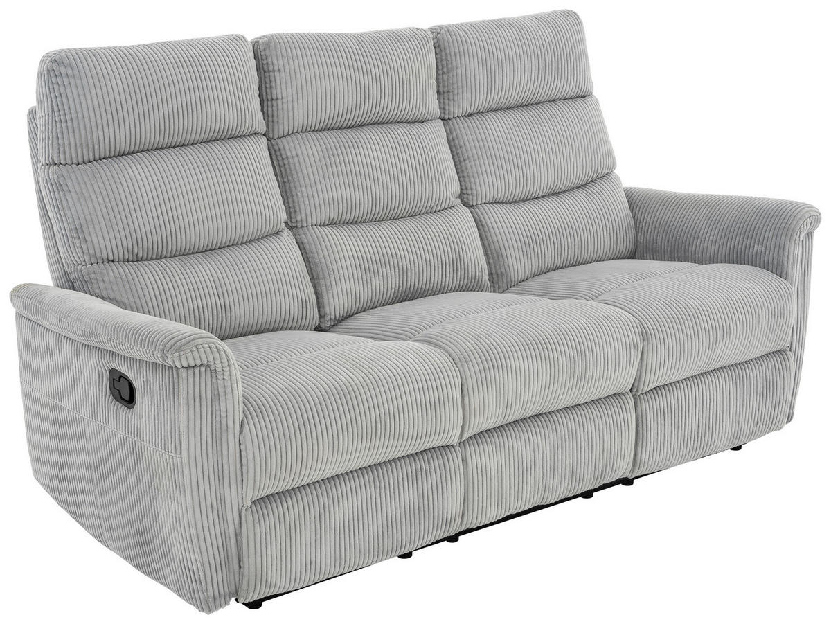 SITZGARNITUR in Cord Hellgrau  - Hellgrau/Schwarz, Design, Kunststoff/Textil (78/131/184/108/89cm) - Livetastic
