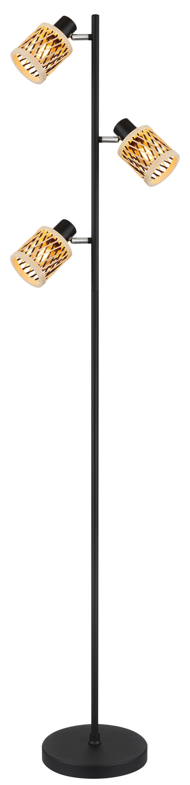 STOJACÍ LAMPA, 23/154 cm  - černá/přírodní barvy, Konvenční, kov/plast (23/154cm)