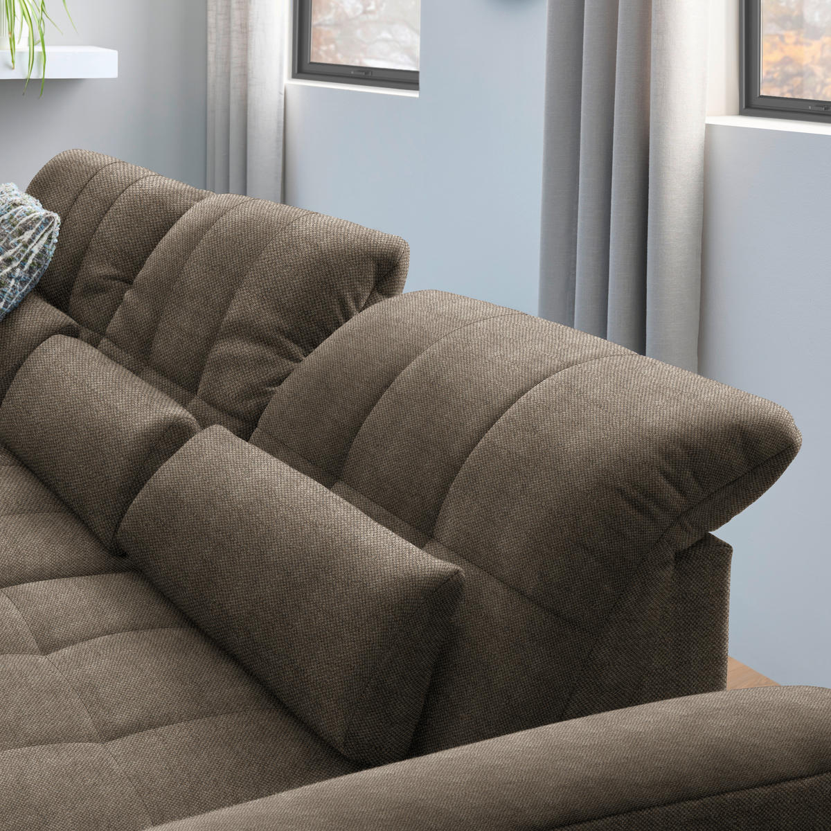 ECKSOFA  in Flachgewebe Braun  204/341 cm  - Schwarz/Braun, Design, Textil/Metall (204/341cm) - Xora