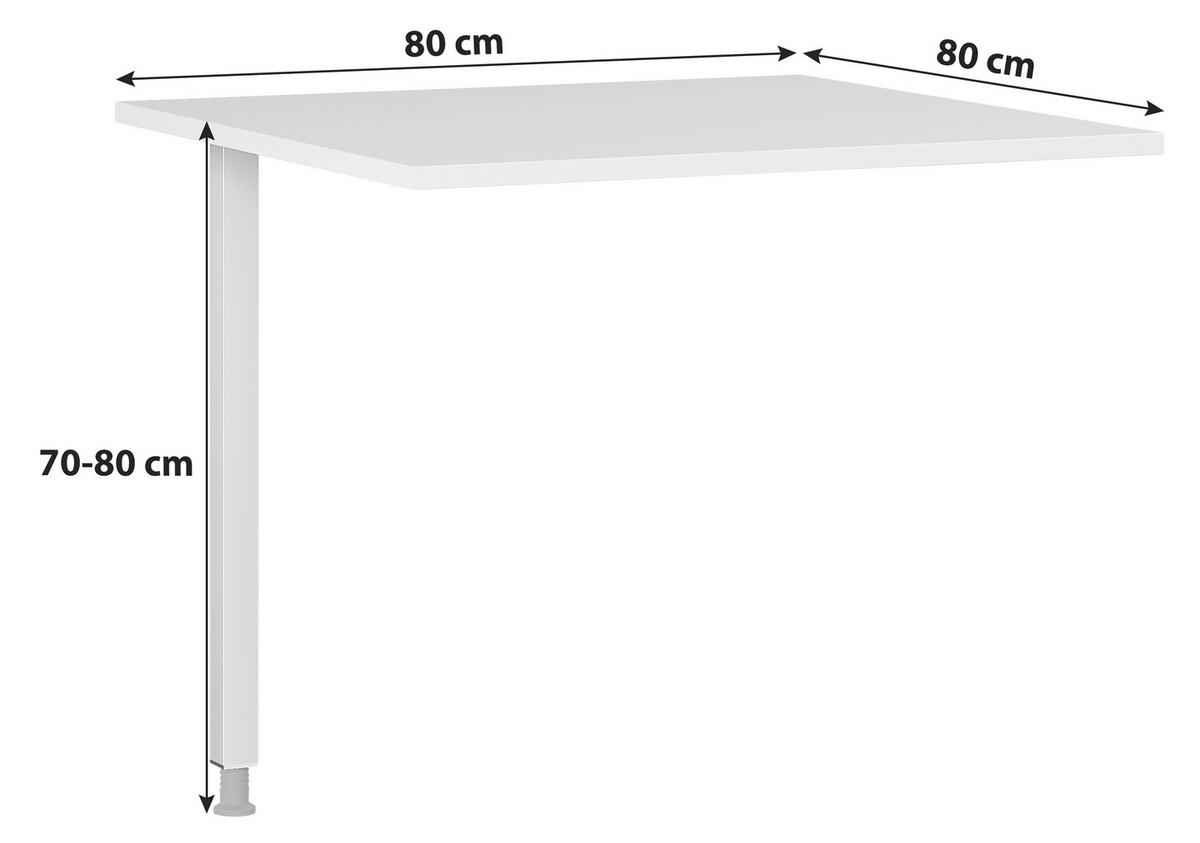 ECKVERBINDUNGSPLATTE 80/80/70-80 cm  in Silberfarben  - Silberfarben, KONVENTIONELL, Holzwerkstoff/Metall (80/80/70-80cm) - Germania