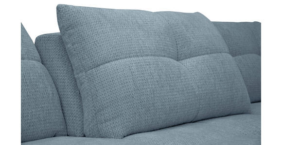 ECKSOFA Blaugrau Chenille Armlehnenkissen, Rücken echt, Sitztiefenverstellung  - Blaugrau/Schwarz, KONVENTIONELL, Textil/Metall (313/215cm) - Hom`in